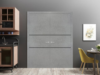 Slab Barn Door Panel 30 x 96 | Planum 0014 Concrete with  | Sturdy Finished