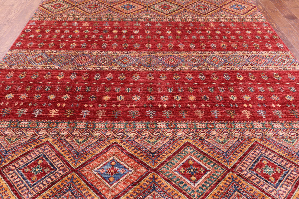 8' 2" X 10' 2" Khorjin Super Kazak Handmade Wool Rug Q5867