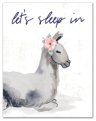 Let's Sleep In Llama 11x14 Canvas Wall Art