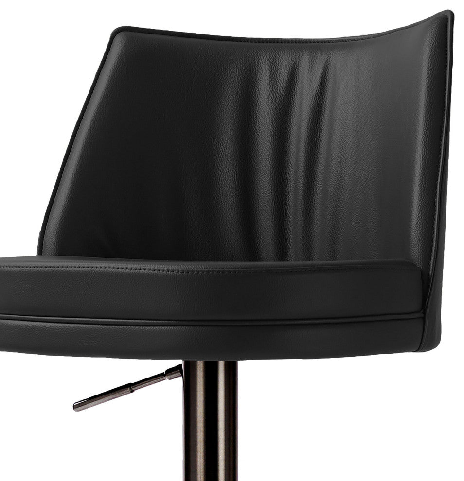 Gala Black Vegan Leather on Black Adjustable Stool