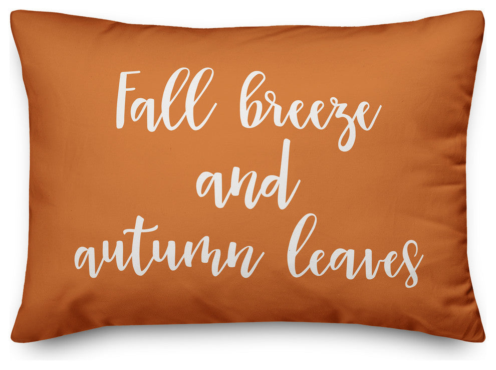 Fall Breeze and Autumn Leaves Lumbar Pillow, Orange, 14"x20"