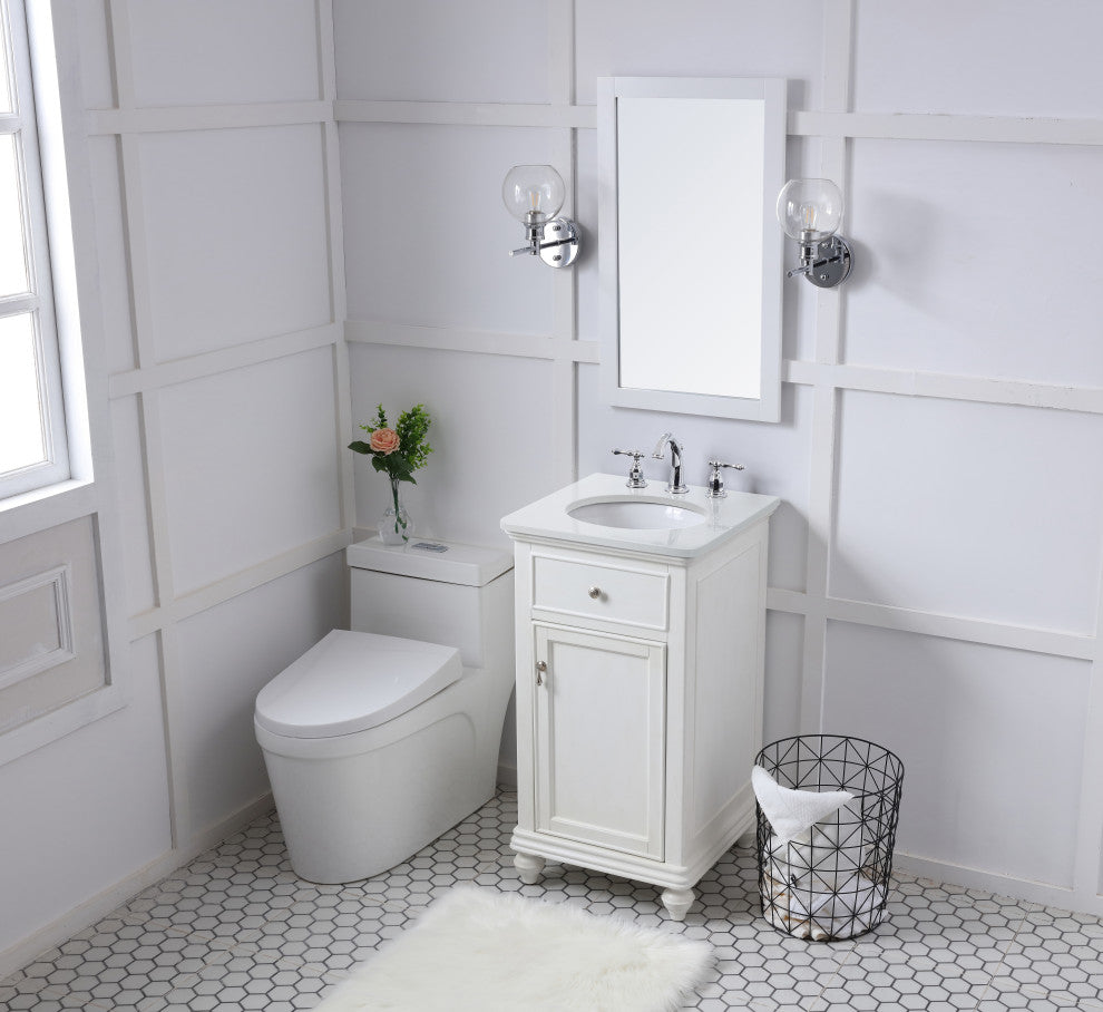 Bathroom Vanity, Antique White, 19"