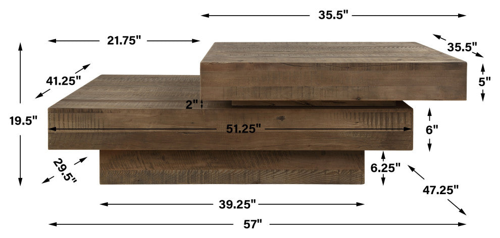 Uttermost Rustic Planes Modern Coffee Table