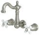 Kingston Brass 8" Center Wall Mount Bathroom Faucet, Brushed Nickel