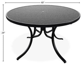 48" Round Hammered  Outdoor Dining Table with Umbrella Hole, Black
