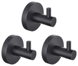 Circular Bathroom Towel & Robe Hook 3 Count, Matte Black