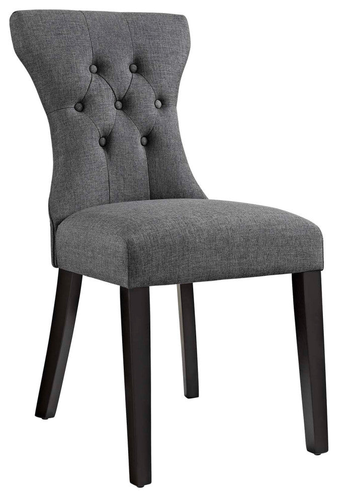 Gray Silhouette Dining Side Chairs Upholstered Fabric Set of 4