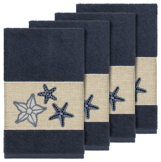 Lydia 4-Piece Embellished Hand Towel Set, Midnight Blue