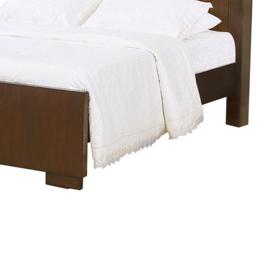 Benzara BM215959 3 Open Bookcase Queen King Size Bed With Soft Light, Brown