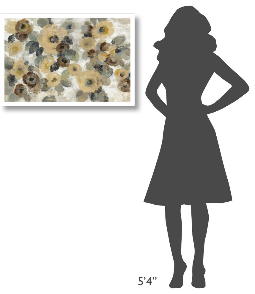 "Neutral Floral Beige I" Digital Paper Print by Silvia Vassileva, 32"x22"