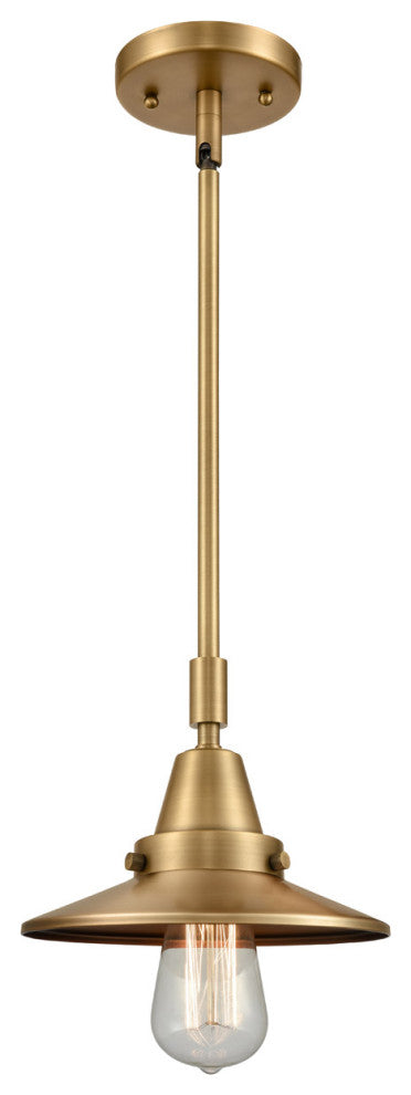 Innovations 447-1S-BB-M4 Railroad 1 Light 8" Mini Pendant, Brushed Brass