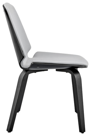 Brinley Gray Faux Leather and Black Wood Dining Room Accent Chair