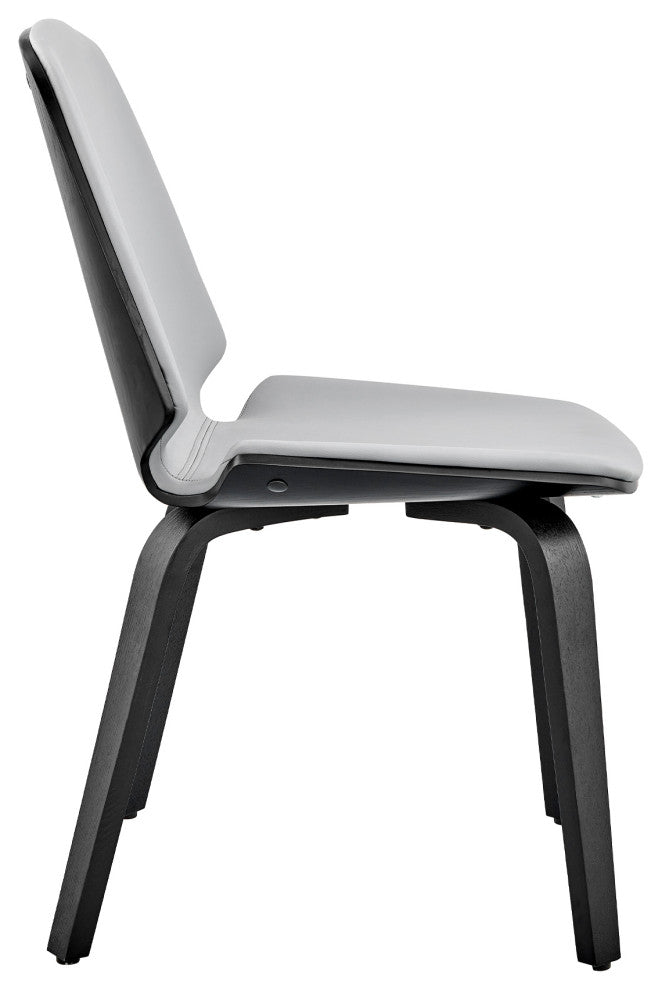 Brinley Gray Faux Leather and Black Wood Dining Room Accent Chair