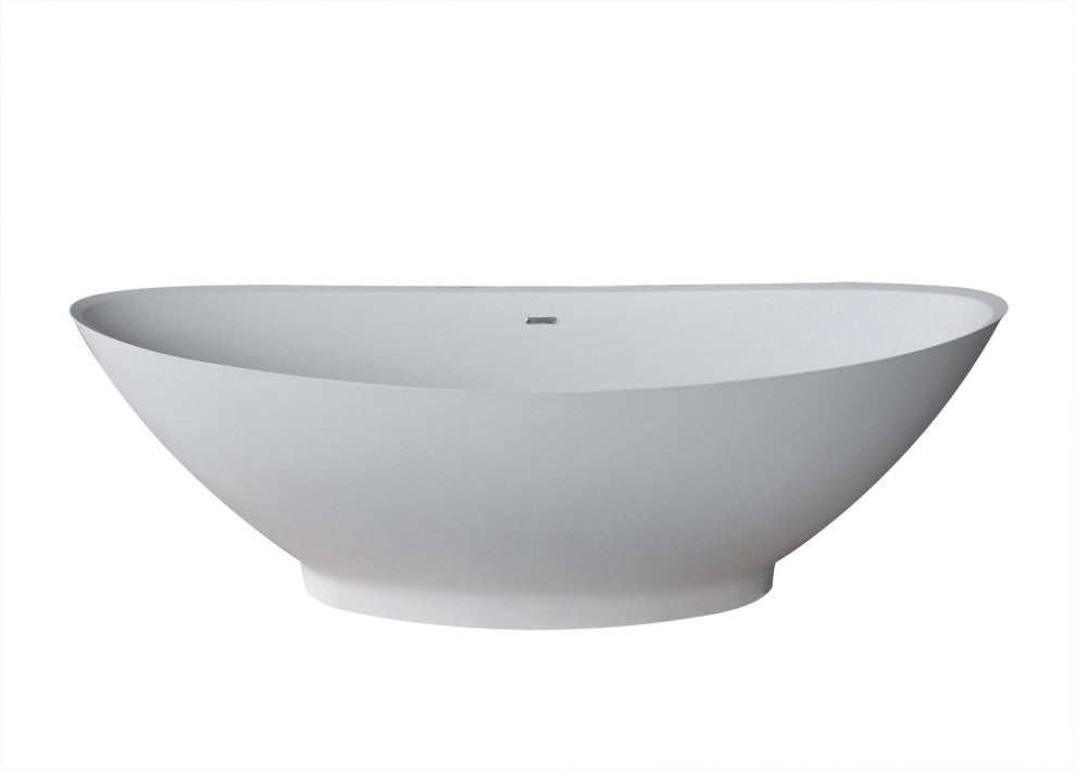 ANZZI Masoko 6.2-ft Solid Surface Freestanding Tub, Matte White