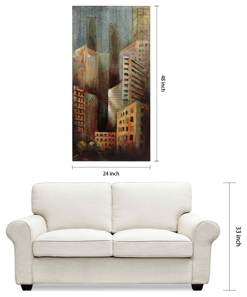 "Grey Arquitecture 1" Primo Mixed Media Hand Painted Iron Wall Sculpture