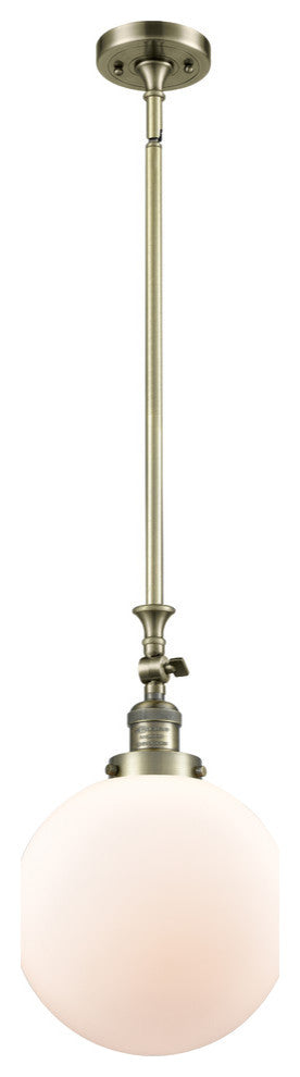 X-Large Beacon 1-Light Mini Pendant, Antique Brass, Matte White