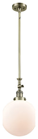 X-Large Beacon 1-Light Mini Pendant, Antique Brass, Matte White