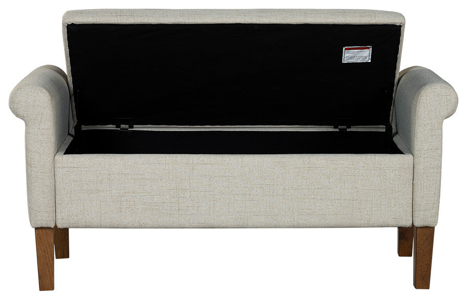 510 Design Aubrey Upholstered Storage Bench, Natural, Bench