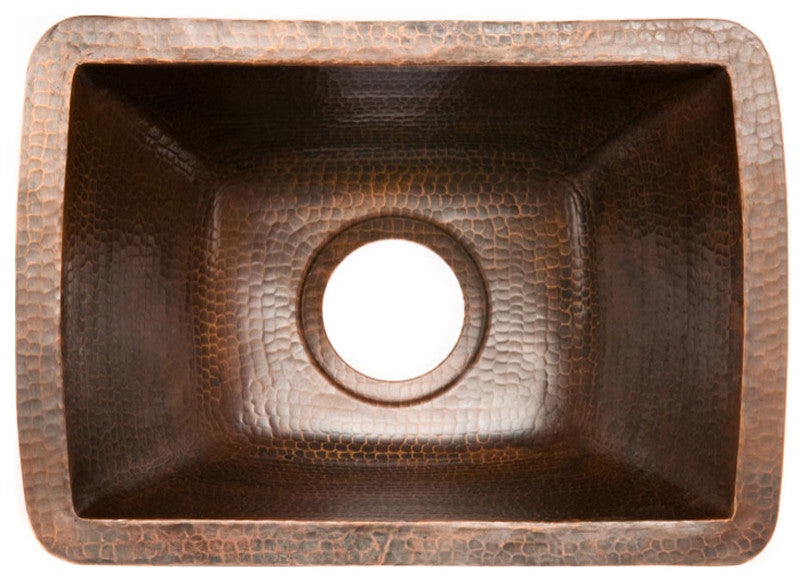 BRECDB3 Rectangle 16 Gauge Hammered  Copper Prep Sink