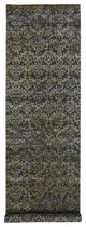 Brown, Modern Damask Hand Knotted, Wool and Silk Wide Runner Rug, 4'8"x18'2"