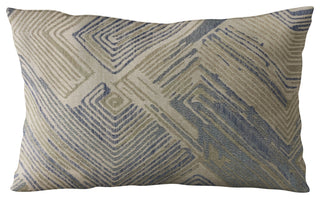 Plutus Blue Beige Hidden Tour Abstract Luxury Throw Pillow, 20"x26"