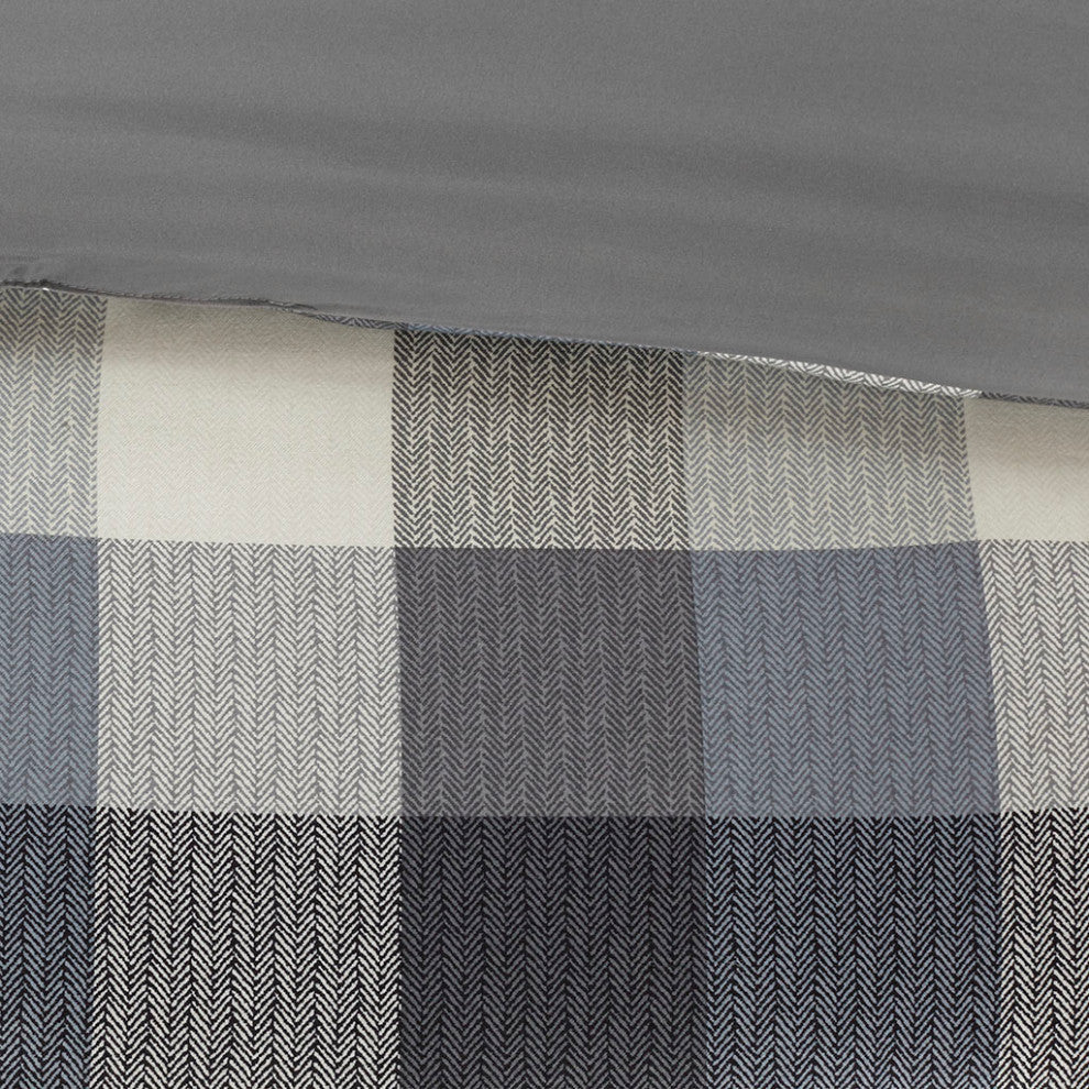 Madison Park Ridge Cabin Farmhouse Buffalo Check Comforter Set, Grey