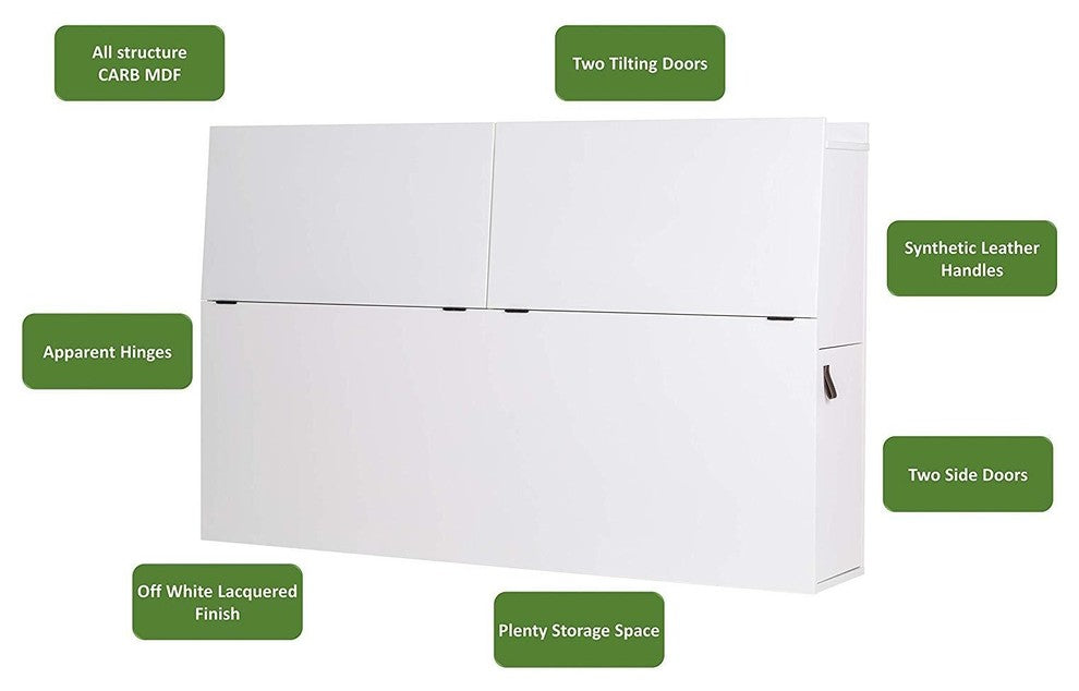 Memomad Bali Storage Headboard (Queen Size, Off White)