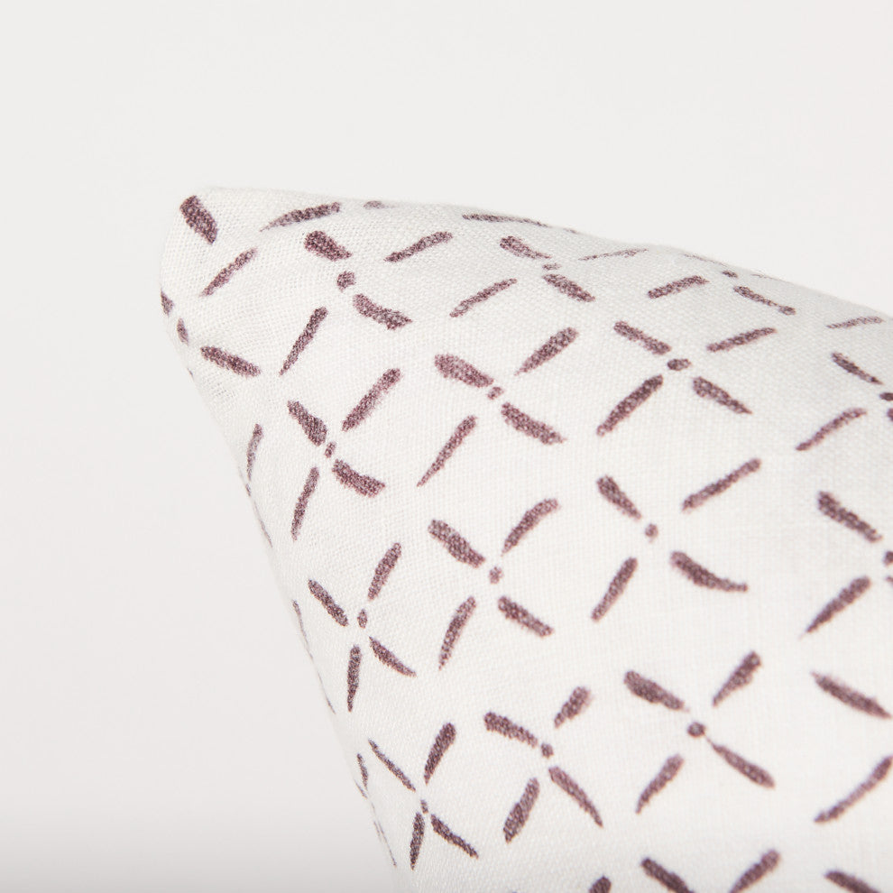 Jayden Cream With Merlot Print Linen Square Decorative Pillow Cover