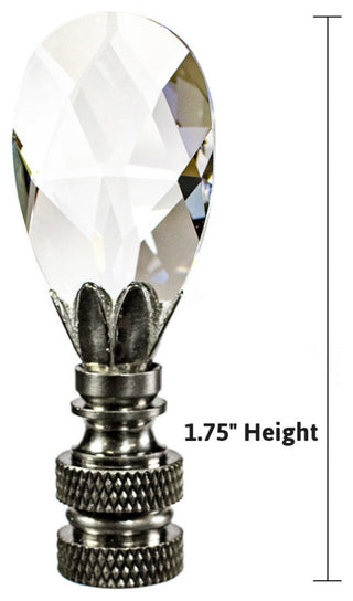 Stephanov Crystal Small Teardrop Nickel Base Lamp Finial 2.5"h