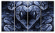 Cold Mystical Fractal Heart, Abstract Canvas Art Print, 48"x28", 4 Panels
