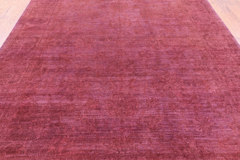 8' 10" X 11' 9" Overdyed Full Pile Handmade Wool Rug - Q12715