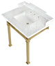 Kingston Brass LMS30MSQ7 30" Carrara Marble Console Sink, Legs