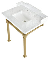 Kingston Brass LMS30MSQ7 30" Carrara Marble Console Sink, Legs