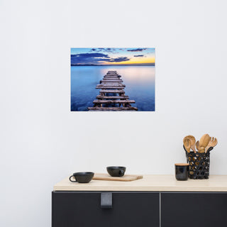 Old Weathered Lake Pier at Sunset Landscape Photo Loose Wall Art Prints, 18" X 24"