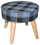 Useful Blue Gray Black Plaid Traditional Foot Stool