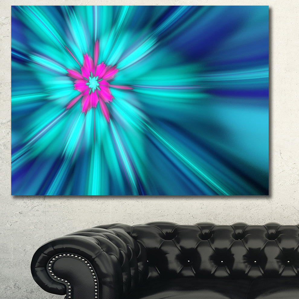 Rotating Blue Fireworks, Large Floral Canvas Art Print, 60x40
