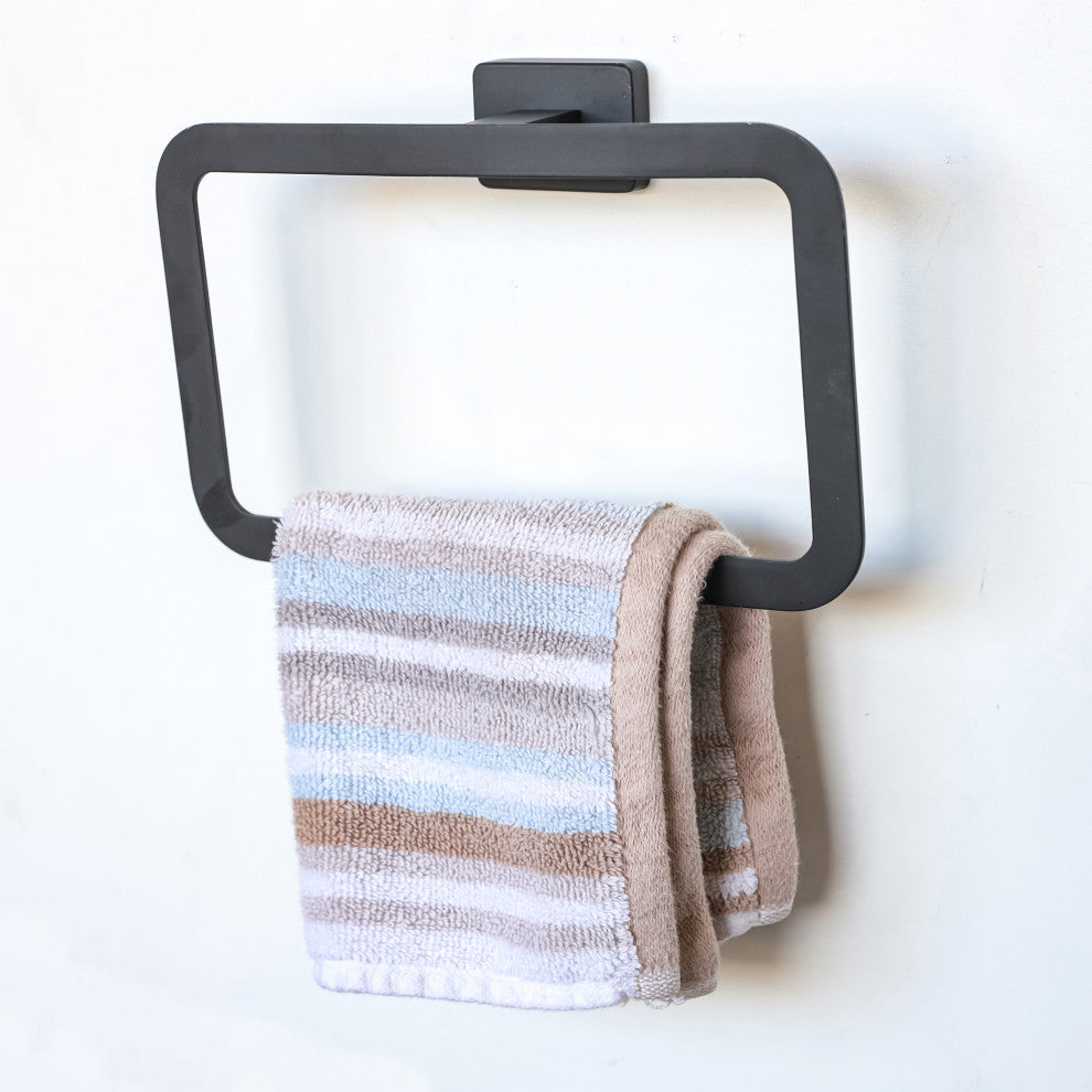Chicago Series Black Bathroom Towel Ring