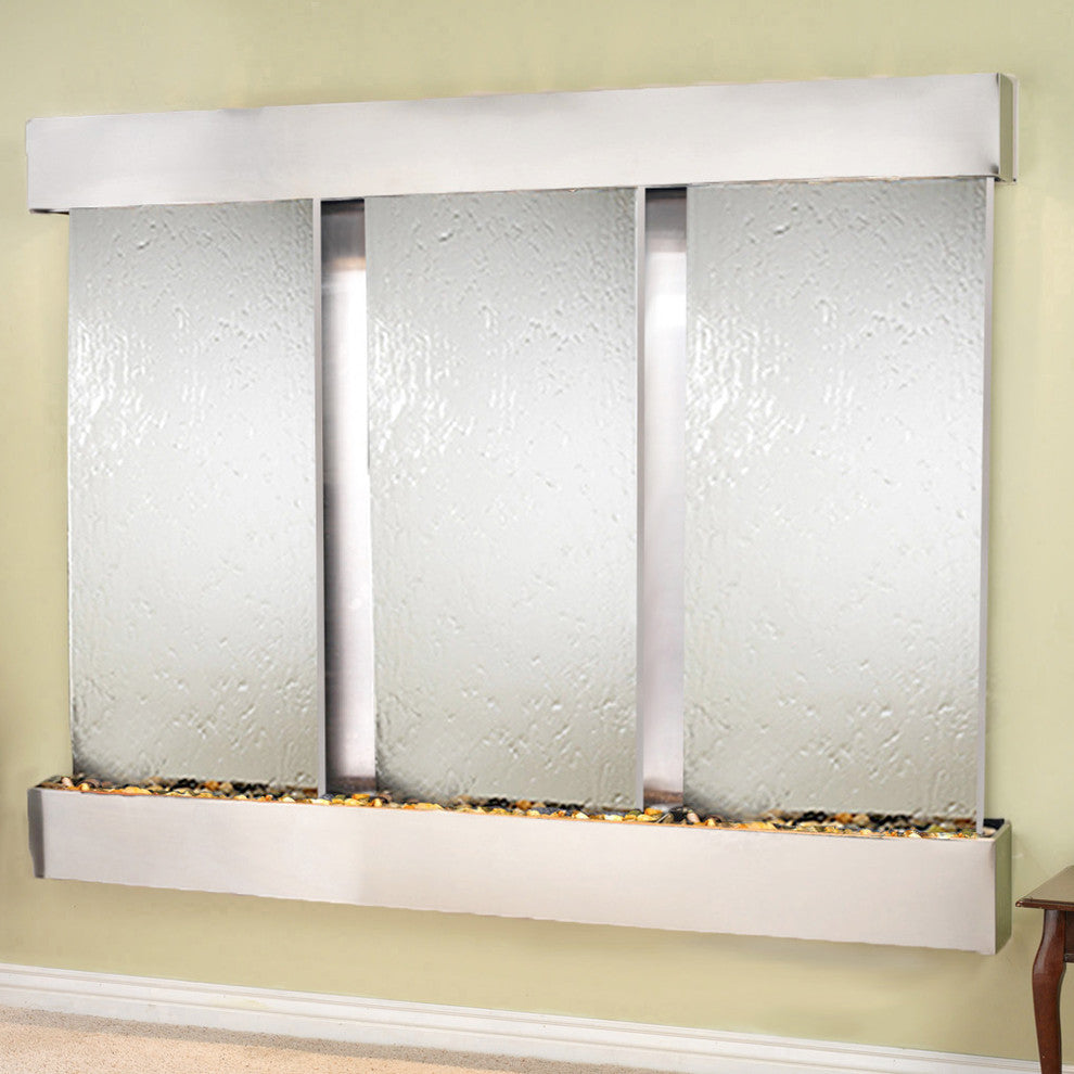 Deep Creek Falls Fountain, Silver Mirror, Stainless Steel, Square