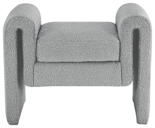 Stylus Boucle Fabric Upholstered Bench, Grey, 31.5" Wide