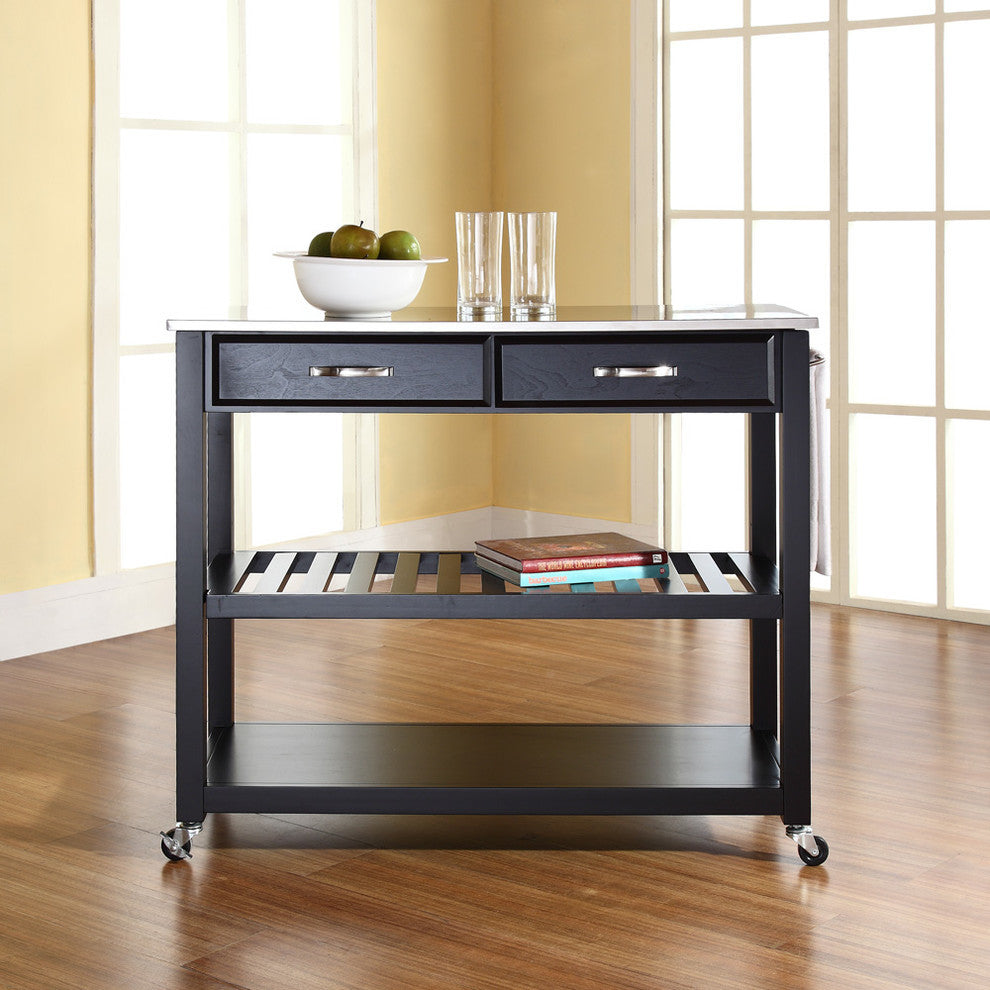 Stainless Steel Top Kitchen Cart, Island With Optional Stool Storage