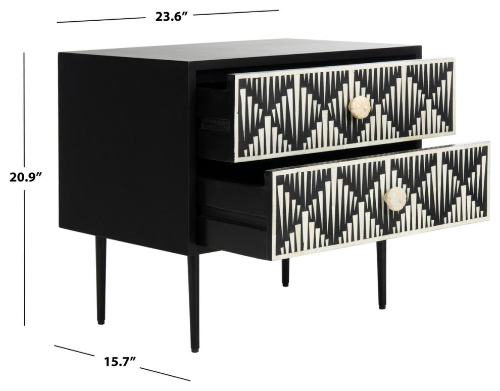 Safavieh Couture Tessie Bone Inlay Nightstand Black