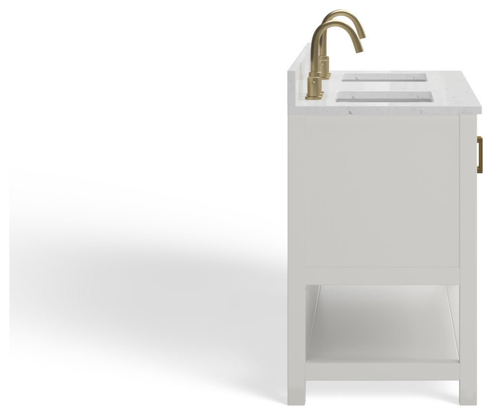 The Felipe Bathroom Vanity, White, 60", Double Sink, Freestanding