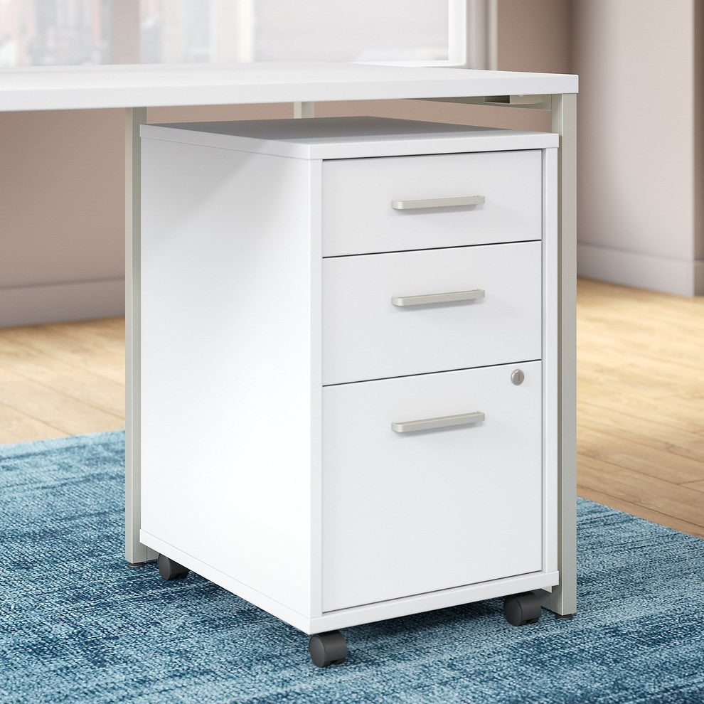 Office by kathy ireland Method 3 Drawer Mobile File Cabinet, Assembled, White
