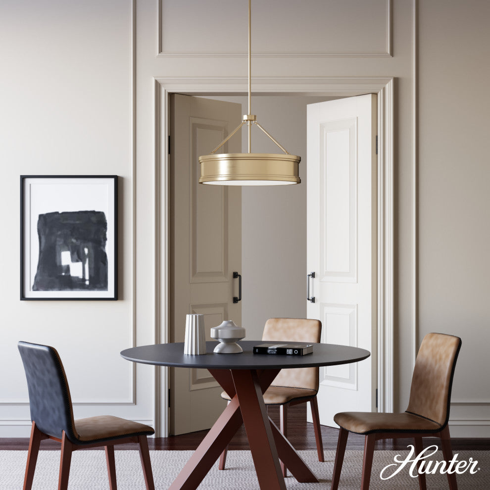 Capshaw Alturas Gold, Painted Cased White Glass 5 Light 21" Pendant Ceiling