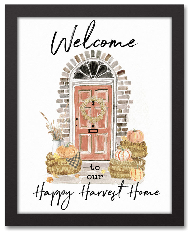 Harvest Door Step 12.73 x 15.73 Black Framed Canvas