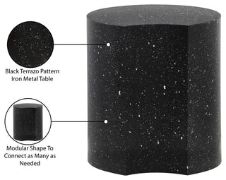 Dimple Terrazzo Pattern Iron End Table, Black, 1-Piece: 18"Wx18"Dx20"H