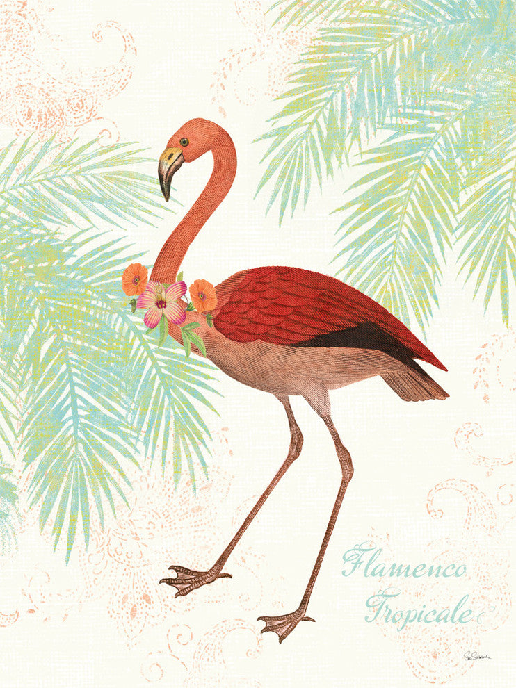 "Flamingo Tropicale Ii" Art Block Framed Canvas, 11"x14"