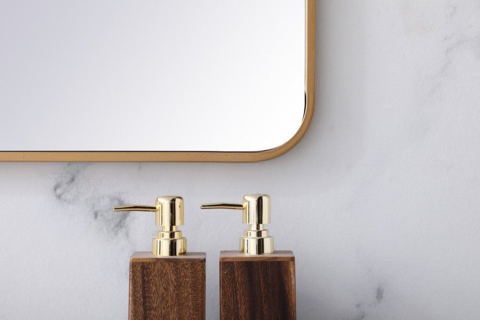 Ellis Soft Corner Metal Rectangular Mirror, Brass, 36"x36"
