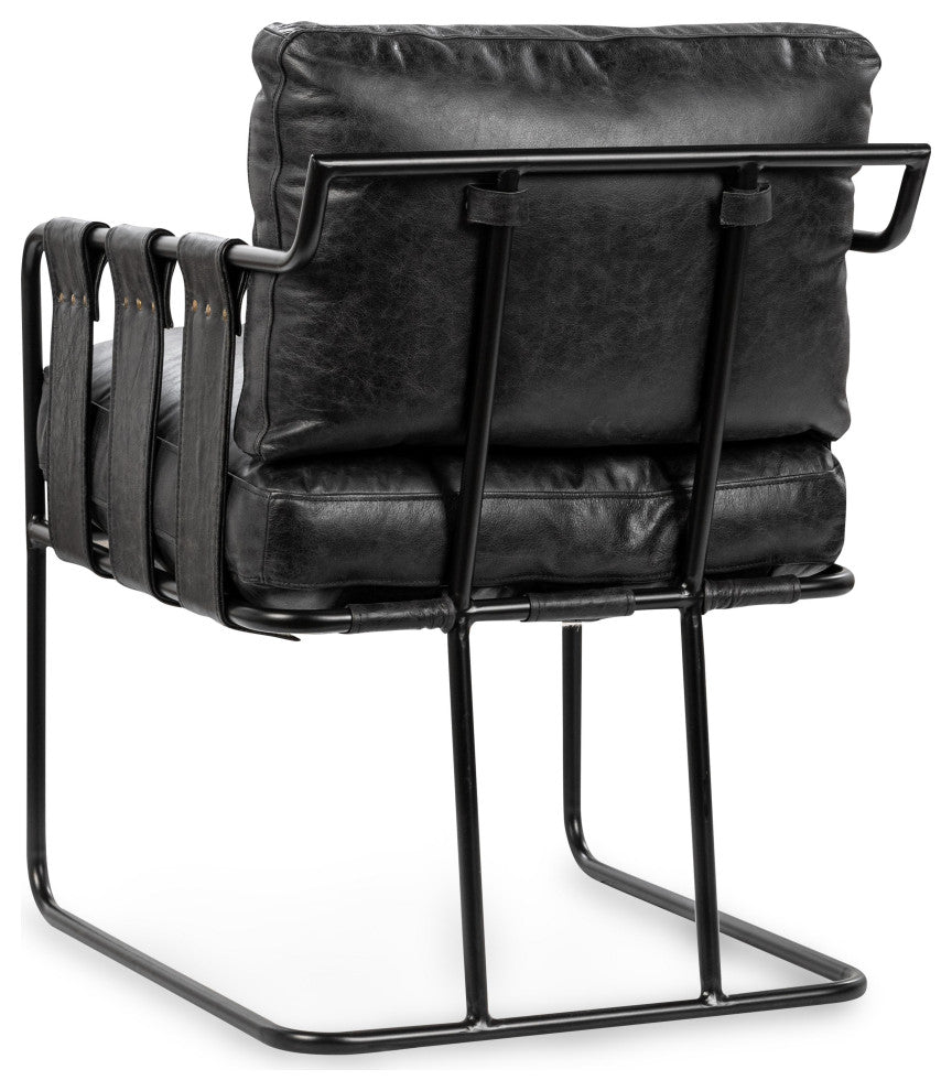Strapling Leather Dining Chair, Black