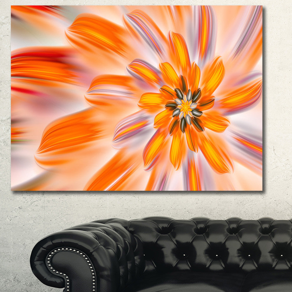 Dance of Fractal Yellow Petals, Oversized Abstract Canvas Art Print, 60x40